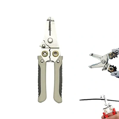 Imagen de Multi Functional Wire Splitting Pliers Crimper Cable Cutter,Wire Stripper with Non Slip Comfort Grip Handle,Vise Tool for Fast Stripping,Shear,Crimping,Winding and Wires. (Gris)