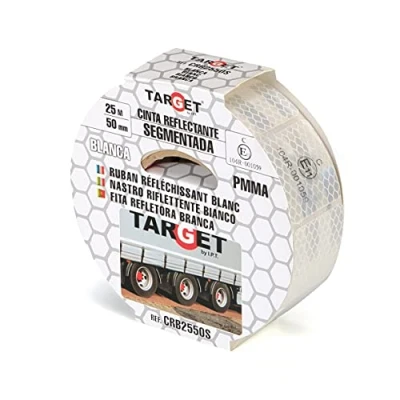 Imagen de TARGET CRB2550S Cinta Reflectante 104R 25 Metros x 50 Milímetros Para Camiones Segmentada Adhesiva Homologada Marcar DGT Blanca