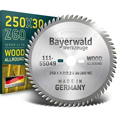 Imagen de Bayerwald HM Hoja de sierra circular (diámetro 250 mm x 30 60 Z (para madera blanda, dura, etc.)