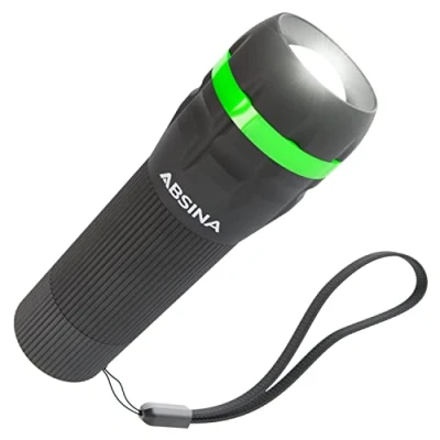 Imagen de ABSINA mini Linterna LED con batería niños 60 lúmenes &amp; 110m de alcance infantil para y niñas, foco ajustable, incluye Linternas pequeñas