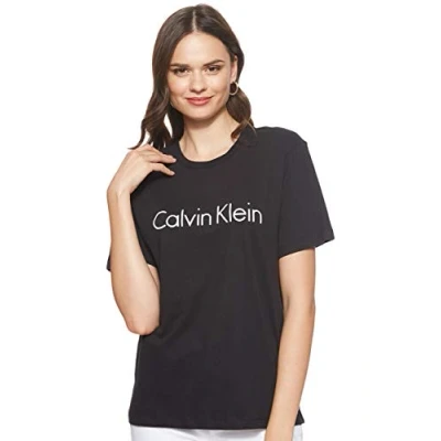 Imagen de Calvin Klein Underwear Comfort Camiseta de pijama, Mujer, Talla: Large, Black/white