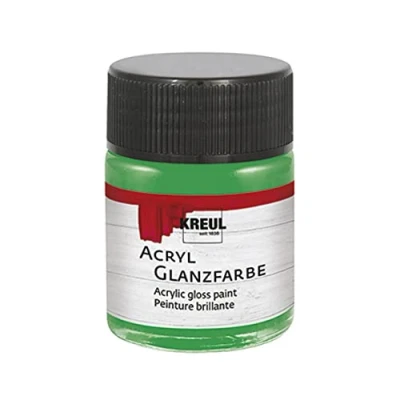 Imagen de KREUL 79508 Pintura, Bote de 50 ml en Verde, Pintura acrílica Lisa Brillante para Colorear y Hacer Manualidades, a Base Agua, Resistente la Saliva, Secado rápido Opaca, Green,