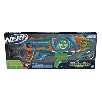 Imagen de Hasbro Nerf Elite 2.0 Flipshots Flip 32, lanzador con 32 varillas de dardos que giran para duplicar la potencia lanzamiento, capacidad
