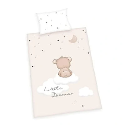 Imagen de Herding Little Dreamer Juego de Ropa Cama (40 x 60 cm, Funda edredón Aprox. 135 100 Cierre botón, 100% algodón/Franela, Blanco/Beige