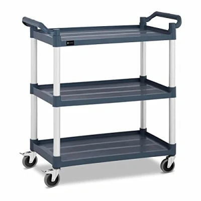 Imagen de Royal Catering Carro de Servicio Carrito para Hostelería RC ST910SS (con 2 Frenos estacionamiento, 3 estantes, Capacidad Carga: 150 kg)