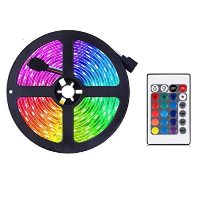 Imagen de Tira de luces LED con cambio color, juego tiras luz RGB control remoto, ideal para habitación, hogar, cocina, fiestas