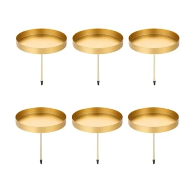 Imagen de Portavelas de adviento, 8 cm, soporte para velas, color negro, 6 unidades, velas metal, corona candelabros Navidad,