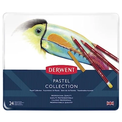 Imagen de Derwent Lápices Pastel para Dibujar y Escribir, Set de 24 Lápices, Barras Accesorios Pintar Colorear, Calidad Profesional, 0700301