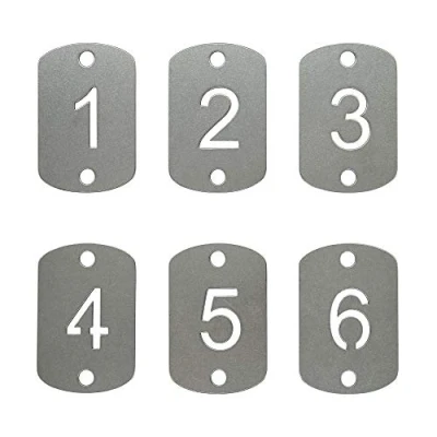 Imagen de Etiquetas de números rectangulares acero inoxidable ahuecadas con dos agujeros (1 10)