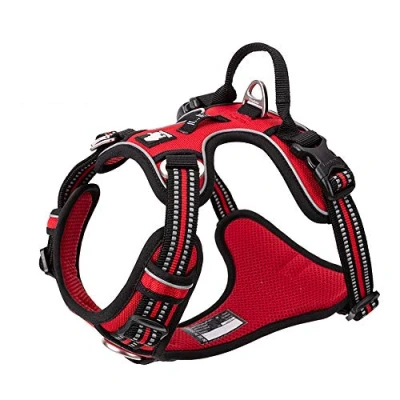 Imagen de Truelove Arnés para perro, sin tirones, ajustable, reflectante, de nailon suave, mascotas pequeñas y grandes, TLH56512 (XS, rojo)