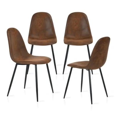 Imagen de MEUBLE COSY Juego de 4 Sillas Comedor Vintage Retro Sillón Tapizado en Gamuza con Patas Metálicas para Cocina Salón