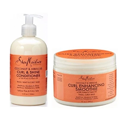 Imagen de Shea Moisture Coconut and Hibiscus Combination Pack 13 oz. Curl &amp; Shine Conditioner 12 Enhancing Smoothie by