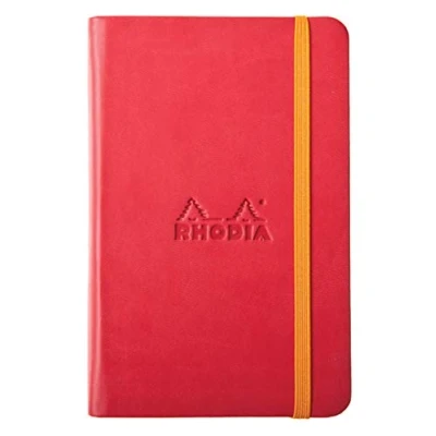 Imagen de RHODIA 118633C Carnet Rigide Coquelicot A6 192 pages Papier Clairefontaine Uni Ivoire 90 g/m² Marque Page, Fermeture Élastique Couverture Simili Cuir Collection Rhodiarama