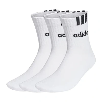 Imagen de adidas Unisex Calcetines clásicos Linear Cushioned 3 bandas, White/Black, 37 39