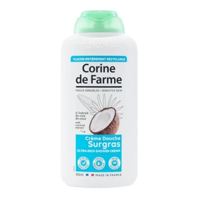 Imagen de Corine de Farme Gel Ducha Supergraso con Extracto Coco 500ml Producto Baño para Piel del Cuerpo Sin Parabenos Ni Sulfatos Cosmético Natural Dermatológico