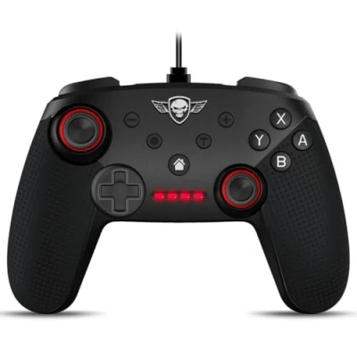Imagen de SPIRIT OF GAMER PGP Bluetooth Gamepad Mandos Pro Gaming Controller Black Inalámbrico Recargable A Través De USB Control Agarre Motores Doble Vibración Autonomía 12 Horas