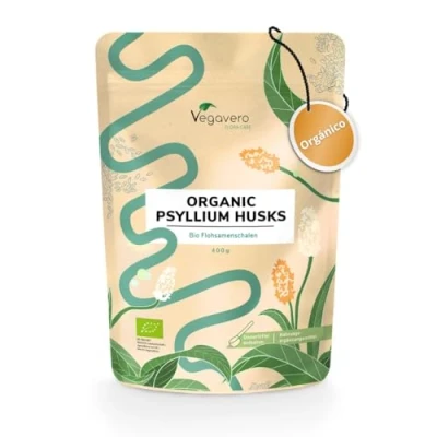 Imagen de Psyllium Husk en Polvo 400g Indio Puro 90% de Fibra Saciante + Tracto Intestinal Digestión Vegano Vegavero®