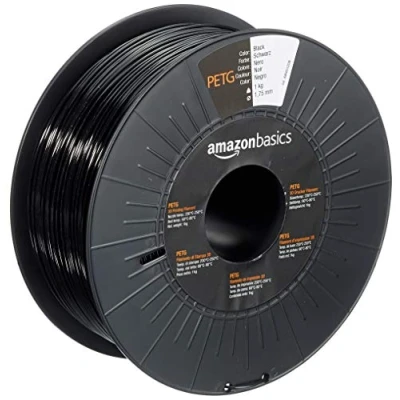 Imagen de Amazon Basics Filamento para impresora 3D, tereftalato de polietileno (PETG), 1.75 mm, cinta 1 kg, negro