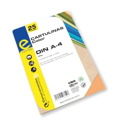 Imagen de ESCRIBO Pack 25 Cartulinas Color Naranja Pastel 180 gr/m2 Medida DIN A4 Material 100% Reciclable
