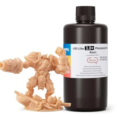 Imagen de ELEGOO ABS Like 3.0+ Resina para Impresora 3D Piel 1000g, de Impresión Alta Resistencia al Calor, Menor Viscosidad y Contracción, Curado UV LCD 405nm