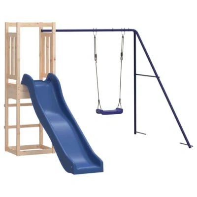 Imagen de vidaXL Parque Infantil de Exterior Madera Maciza Pino, Juego Columpios jardín, casa Juegos con tobogán,