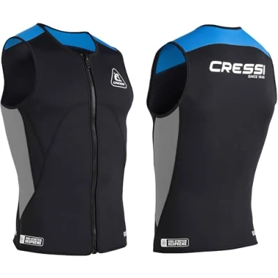 Imagen de CRESSI Guardian Zipper Vest Chaleco de Neopreno 2 mm con Cremallera, Men&#039;s, Negro/Azul, S/2