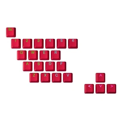 Imagen de Ranked Teclas de Goma Doble Shot Translúcido Perfil OEM para Teclados Mecánicos Juegos (Rojo, 23 Teclas)