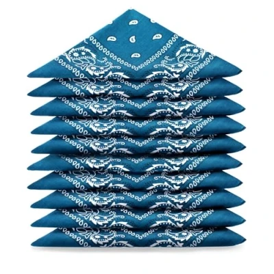 Imagen de Karl Loven EL BANDANA Lote de bandanas 100% Algodon primera calidad Paisley Panuelo Cabeza Cuello Bufanda Juego 5 Pato Azul