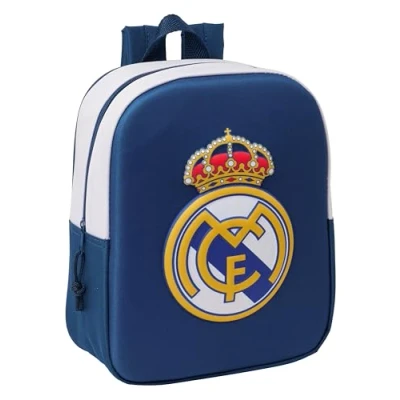 Imagen de Safta REAL MADRID 3D Mochila de Guardería 3D, Adaptable a Carro, Fácil Limpieza, Ideal para Niños Diferentes Edades, Cómoda y Versátil, Calidad Resistencia, 22x10x27 cm