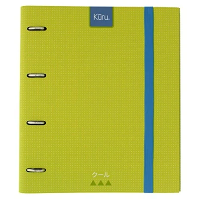 Imagen de Grafoplás 88102120－Carpeta de anillas troqueladas A4 Kuru, color verde, tacto extra suave. Inlcuye sobre transparente, 4 separadores y 100 hojas 90g