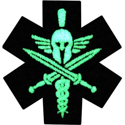 Imagen de Táctico Médico Espartano Moral Resplandor en el parche oscuro Bordado de Aplicación con Plancha