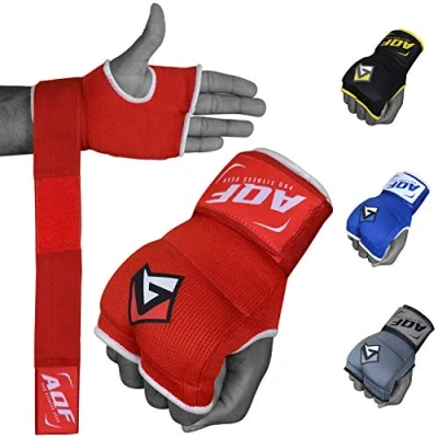 Imagen de AQF Vendas Boxeo, Guantes Interiores Muñeca Elasticas Tape Vendaje 100cm Largo, De Boxeo Mano Wraps 2 Dedos para Muay Thai, Taekwondo &amp; MMA (Rojo, XL)