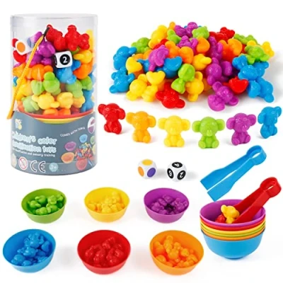 Imagen de Victse Montessori Juguete 3 Años, Educativo, Juego de Combinación Color, Juguetes Apilar Habilidades Matemáticas y Clasificación, Educativos 4 5 6 Años (Koala)