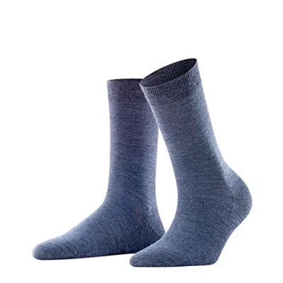 Imagen de FALKE Softmerino W SO lana algodón unicolor 1 par, Calcetines Mujer, Azul (Dark Blue Melange 6688), 39 40