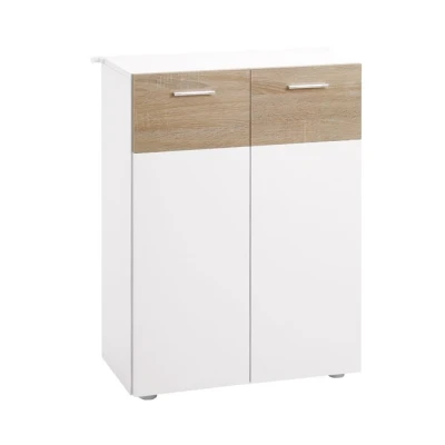 Imagen de kleankin Armario de Suelo para Baño con 2 Puertas y Estantes Interiores Ajustables Mueble Auxiliar Madera Multiusos Salón Cocina Comedor 60x30x85 cm Blanco