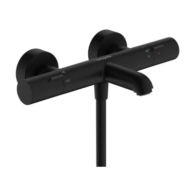 Imagen de hansgrohe Ecostat Fine, termostato para bañera empotrado, grifo con botón de seguridad (SafetyStop) a 40C, termostato, mezclador 2 funciones, negro mate, 13325670