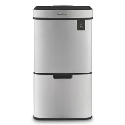 Imagen de Les Collectors Papelera de Reciclaje N1012, 69Litros (47+11+11) 3 compartimentos, Acero Inoxidable, Apertura por Infrarrojo, Cierre Automatico Silencioso, Cesta Organicos 4L incluída