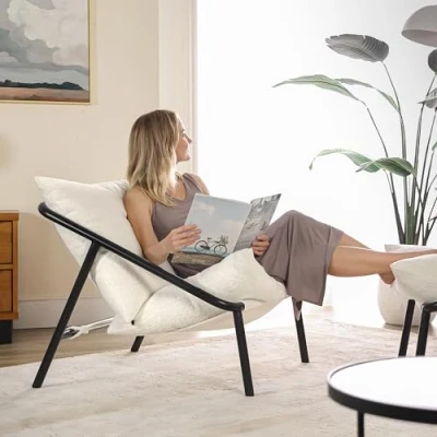 Imagen de Zinus Ada Silla Grande 79x68x79 Sillón con estructura metálica y acolchado de espuma triturada Tejido Bucle