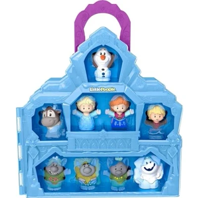 Imagen de Fisher Price Little People Juguete para niños pequeños de Disney Frozen Carry Along Castle Case Playset con figuras juegos simulación a partir 18 meses