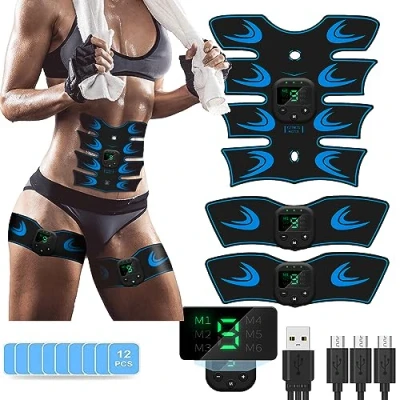 Imagen de lanmusic Abdominales Electroestimulacion, Electroestimulador Muscular para Bdomen/Brazo/Piernas/Glúteos，EMS ABS Estimulador Abdominal, 6 Modos de Entrenamiento (Negro)