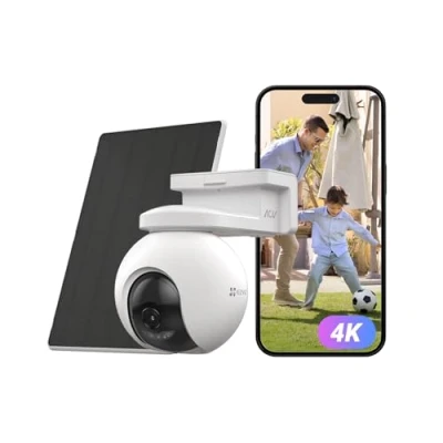 Imagen de EZVIZ 4K Cámara Vigilancia WiFi Exterior Bateria con Solar,AOV 2.0 360 Inalámbrica 10400mAh,Audio Bidireccional,Detección de Personas/Vehículos,Visión Nocturna a Color,CB8 Pro Kit