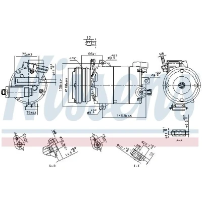 Imagen de NISSENS 890794 Compresor de Aire Acondicionado 7VS16EC 12 PAG 46 YF R 134 a