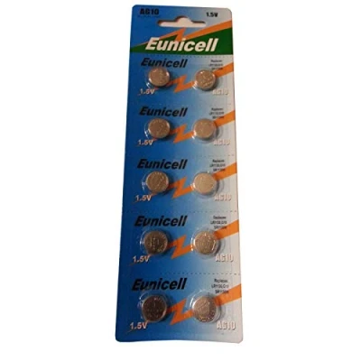 Imagen de Eunicell Lote de 10 Pilas alcalinas Bouton AG10 Tipo G10 LR54 LR54SW LR1130 L1130E LR1130SW LL1131 L1131E SR1130W 389 390
