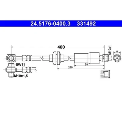 Imagen de ATE 24.5176 0400.3 Latiguillos de Freno 400 M10x1 OPEL: Astra J Hatchback
