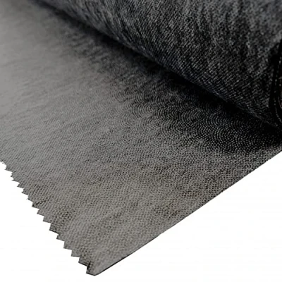 Imagen de Mango suave mediano, carbón, plancha fusible en la interfaz, 2 metros x 90 cm de ancho (no tejido)