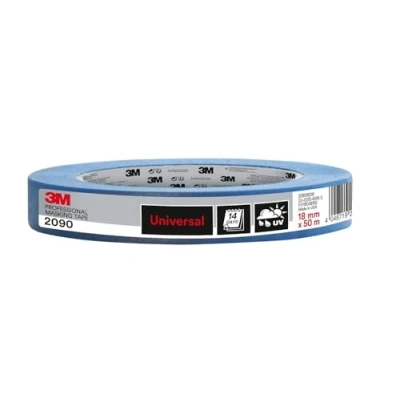 Imagen de 3M Pro Cinta de Enmascarar Profesional 2090 para Superficies Universales 1 Rollo 18 mm x 50 m Resistente a los Rayos UV y al Agua, Pintar Decorar Tanto Interiores como Exteriores