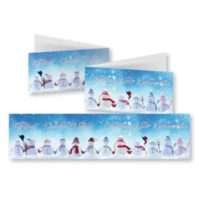 Imagen de Edition Colibri 10 tarjetas de Navidad panorámicas XL con sobre, muñecos nieve, juego plegables sobres, Feliz Navidad, Buon Natale (11158)