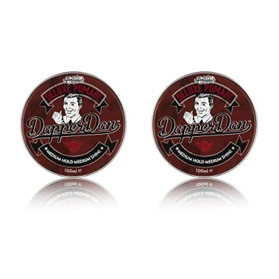 Imagen de Dapper Dan Deluxe Pomade, Pomada Capilar para Hombres de Fijación Media y Brillo Medio, a Base Agua Flexible, un Look Profesional, 2 x 100 ml