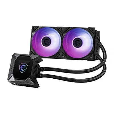 Imagen de MSI MPG CORELIQUID K240 Refrigeración Líquida AIO CPU, Radiador de 240, TORX FAN 3.0 en la Bomba 60mm, Pantalla LCD 2.4&quot;, 2 x 120mm Ventiladores ARGB, Amplia compatibilidad Intel/AMD