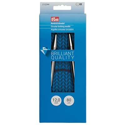 Imagen de Prym Agujas de tejer circulares MS 80 cm 12,00 mm, color plateado, Latón, 12.0 mm